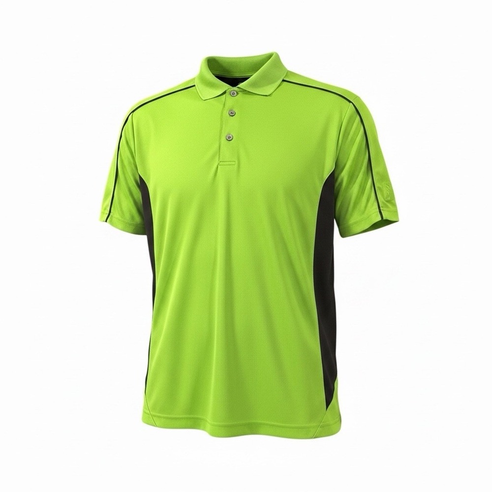 PGA Tour Airflux Golf Polo Shirt Mens M Lime Green Black Performance Dri Fit